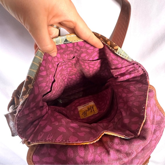 Fossil Key-Per Multicolor Coated Canvas Crossbody Festival Y2K Retro Lightweight - Picture 7 of 15